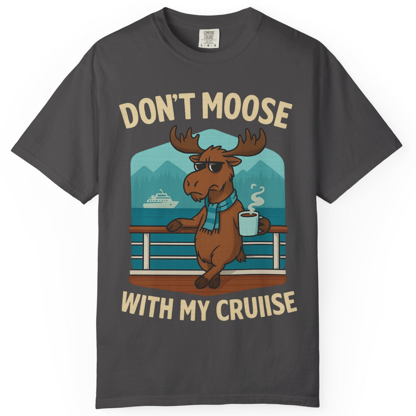 Funny Moose on Alaska Cruise Ship Shirt T-Shirt – Graphite – Alaska Cruise Shirts