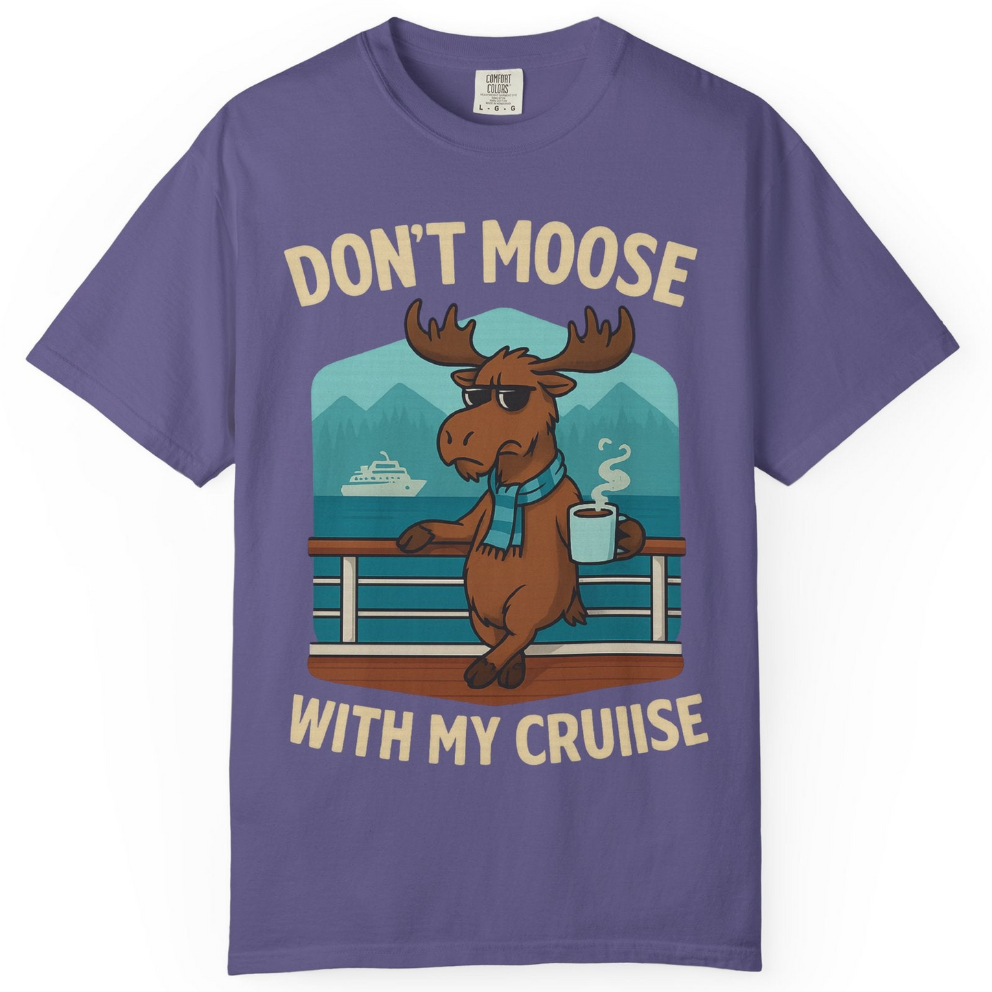 Funny Moose on Alaska Cruise Ship Shirt T-Shirt – Grape – Alaska Cruise Shirts