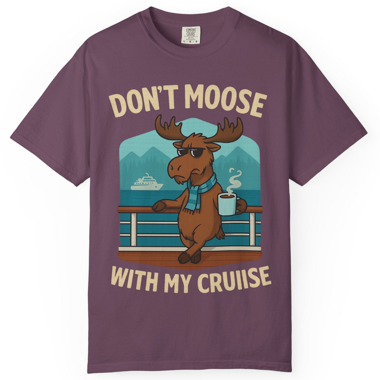 Funny Moose on Alaska Cruise Ship Shirt T-Shirt – Berry – Alaska Cruise Shirts