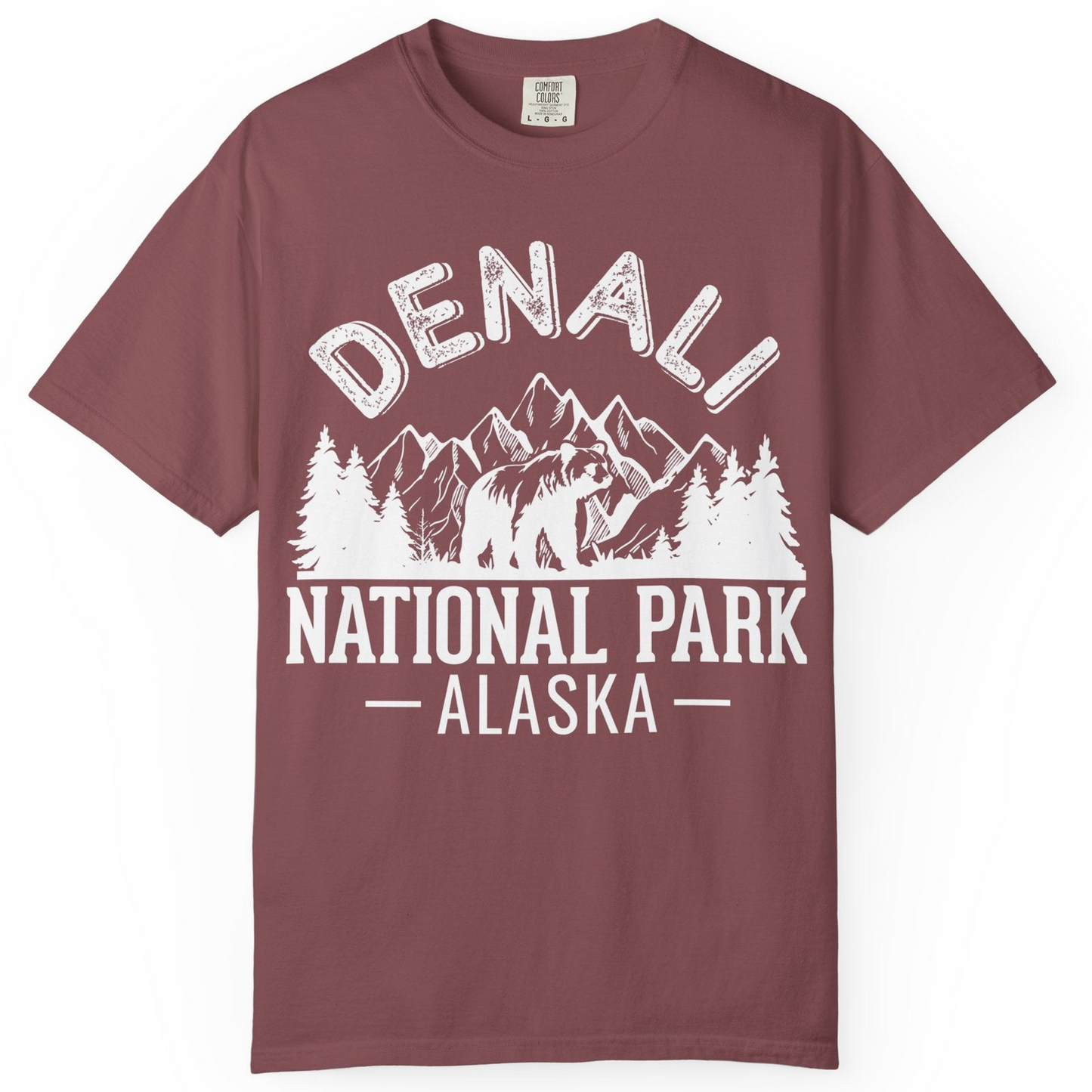 Denali National Park Bear Mountains Vintage Alaska Nature Shirt — Comfort T-Shirt – Brick – Alaska Cruise Shirts