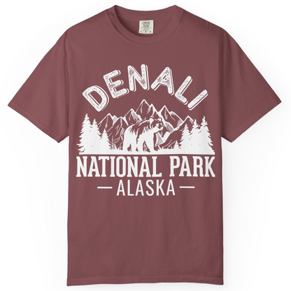 Denali National Park Bear Mountains Vintage Alaska Nature Shirt — Comfort T-Shirt – Brick – Alaska Cruise Shirts