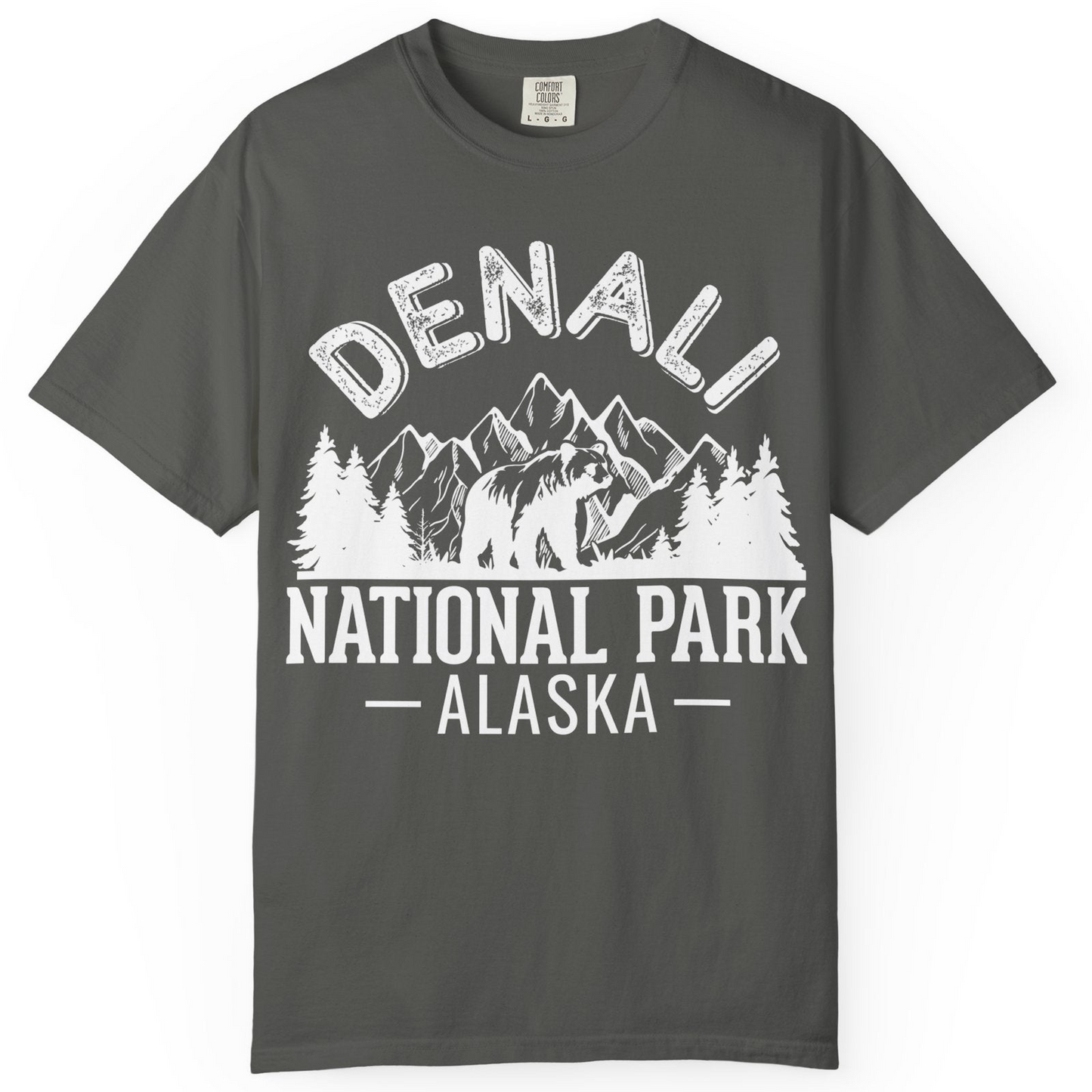 Denali National Park Bear Mountains Vintage Alaska Nature Shirt — Comfort T-Shirt – Pepper – Alaska Cruise Shirts