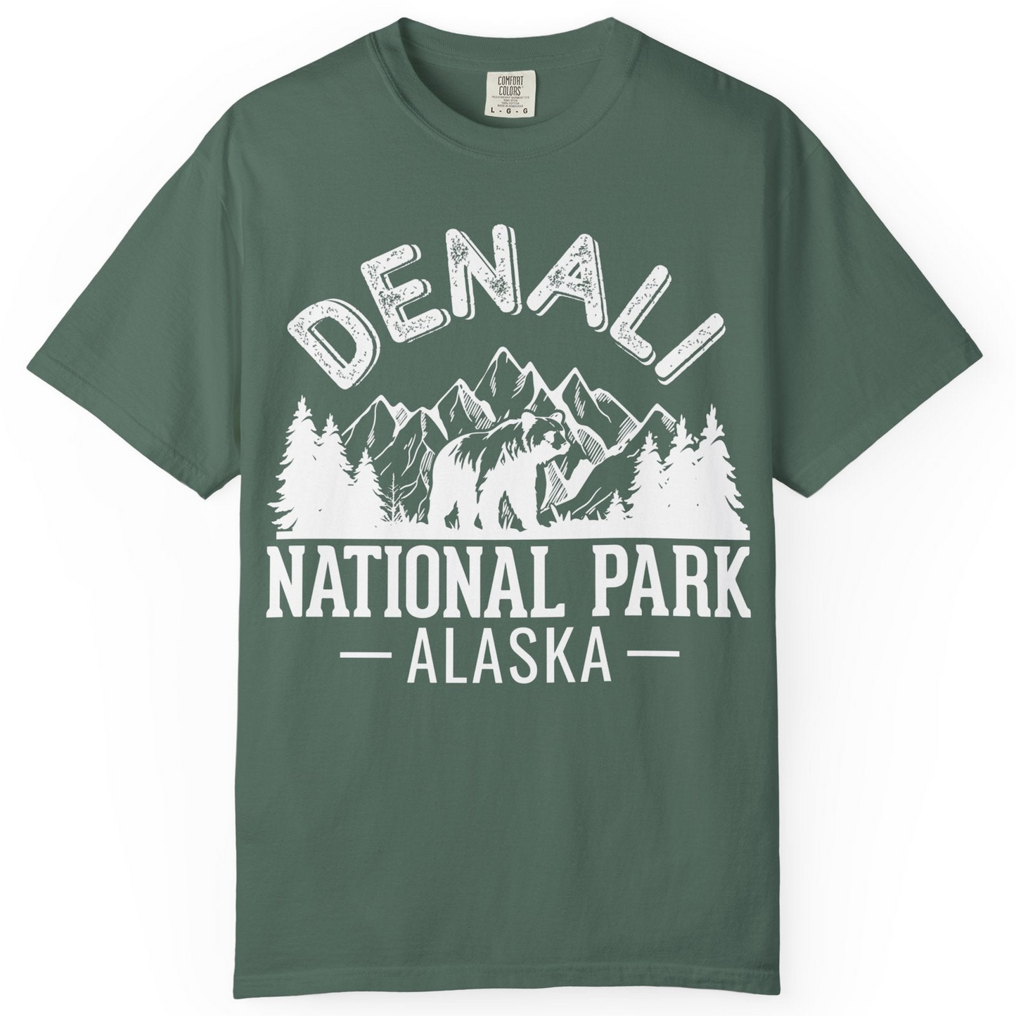 Denali National Park Bear Mountains Vintage Alaska Nature Shirt — Comfort T-Shirt – Blue Spruce – Alaska Cruise Shirts