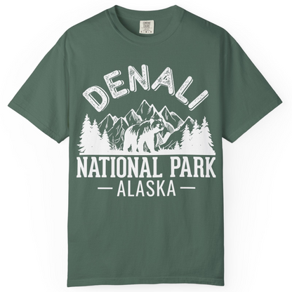 Denali National Park Bear Mountains Vintage Alaska Nature Shirt — Comfort T-Shirt – Blue Spruce – Alaska Cruise Shirts