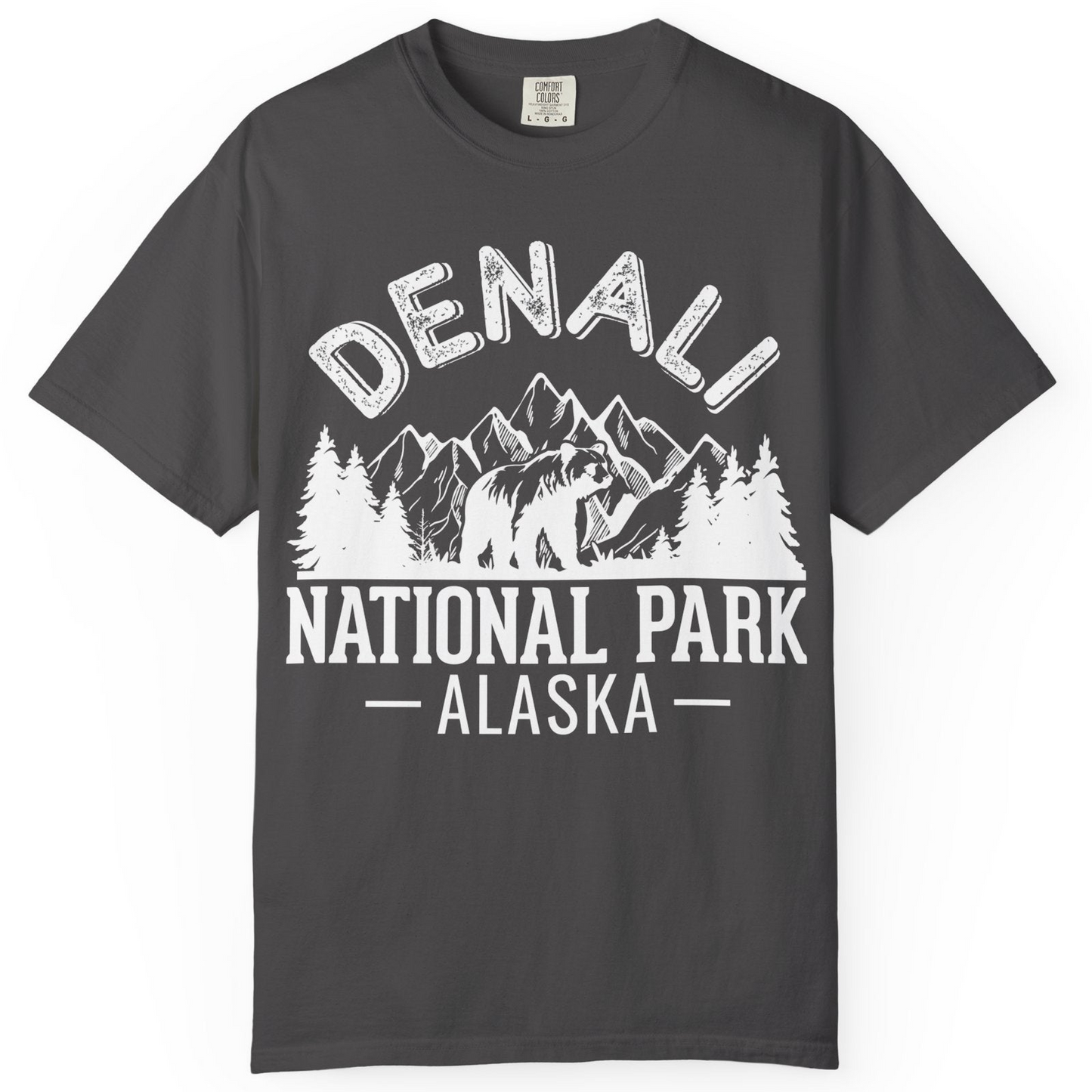 Denali National Park Bear Mountains Vintage Alaska Nature Shirt — Comfort T-Shirt – Graphite – Alaska Cruise Shirts