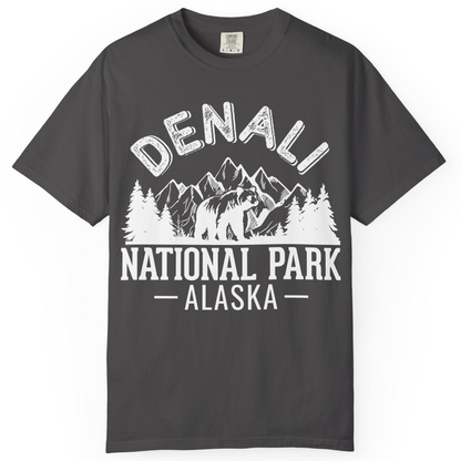 Denali National Park Bear Mountains Vintage Alaska Nature Shirt — Comfort T-Shirt – Graphite – Alaska Cruise Shirts