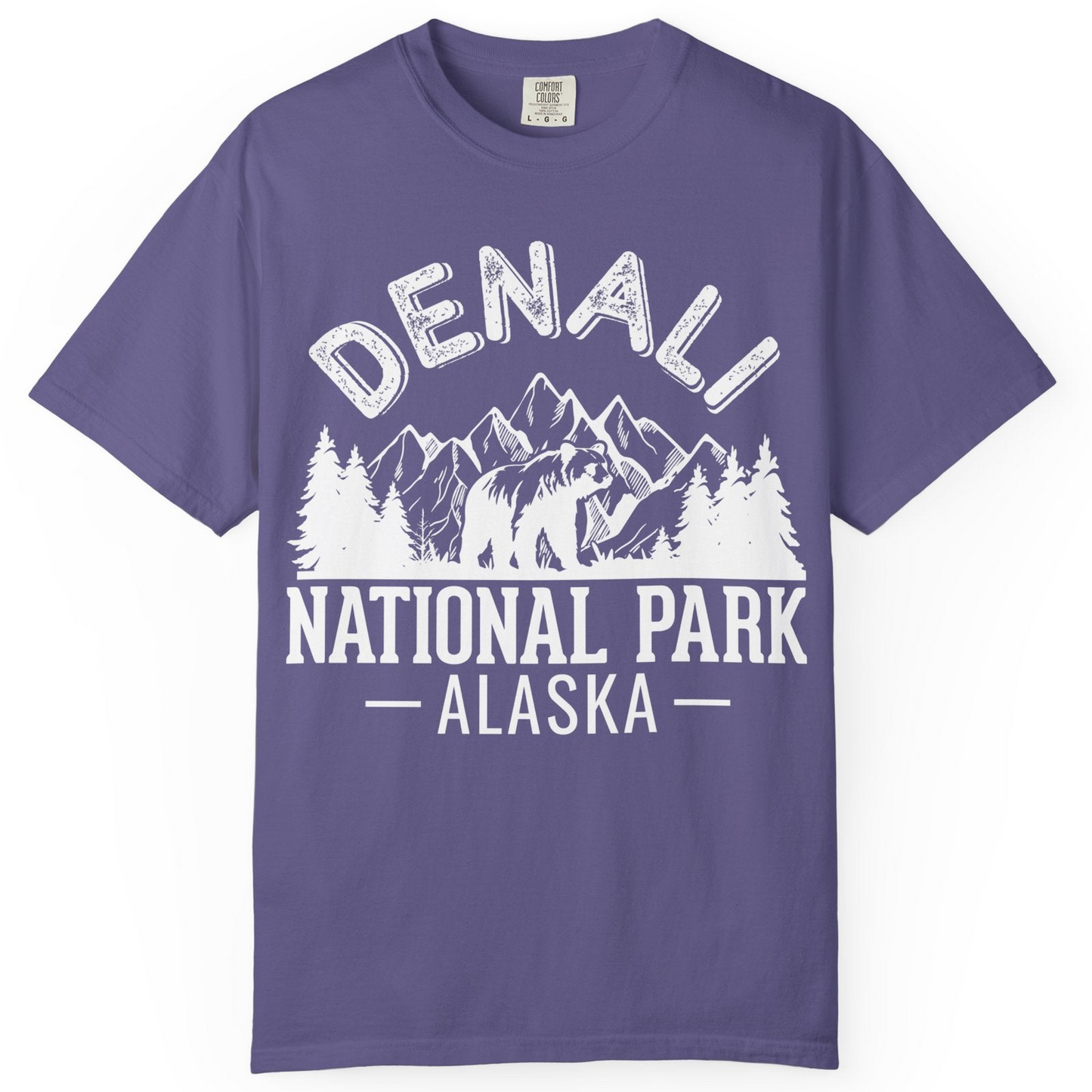 Denali National Park Bear Mountains Vintage Alaska Nature Shirt — Comfort T-Shirt – Grape – Alaska Cruise Shirts