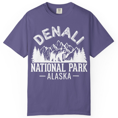 Denali National Park Bear Mountains Vintage Alaska Nature Shirt — Comfort T-Shirt – Grape – Alaska Cruise Shirts