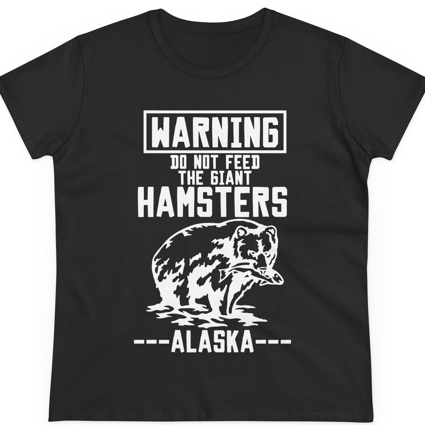 Funny Alaska Bear Warning Sign Shirt T-Shirt – Black – Alaska Cruise Shirts