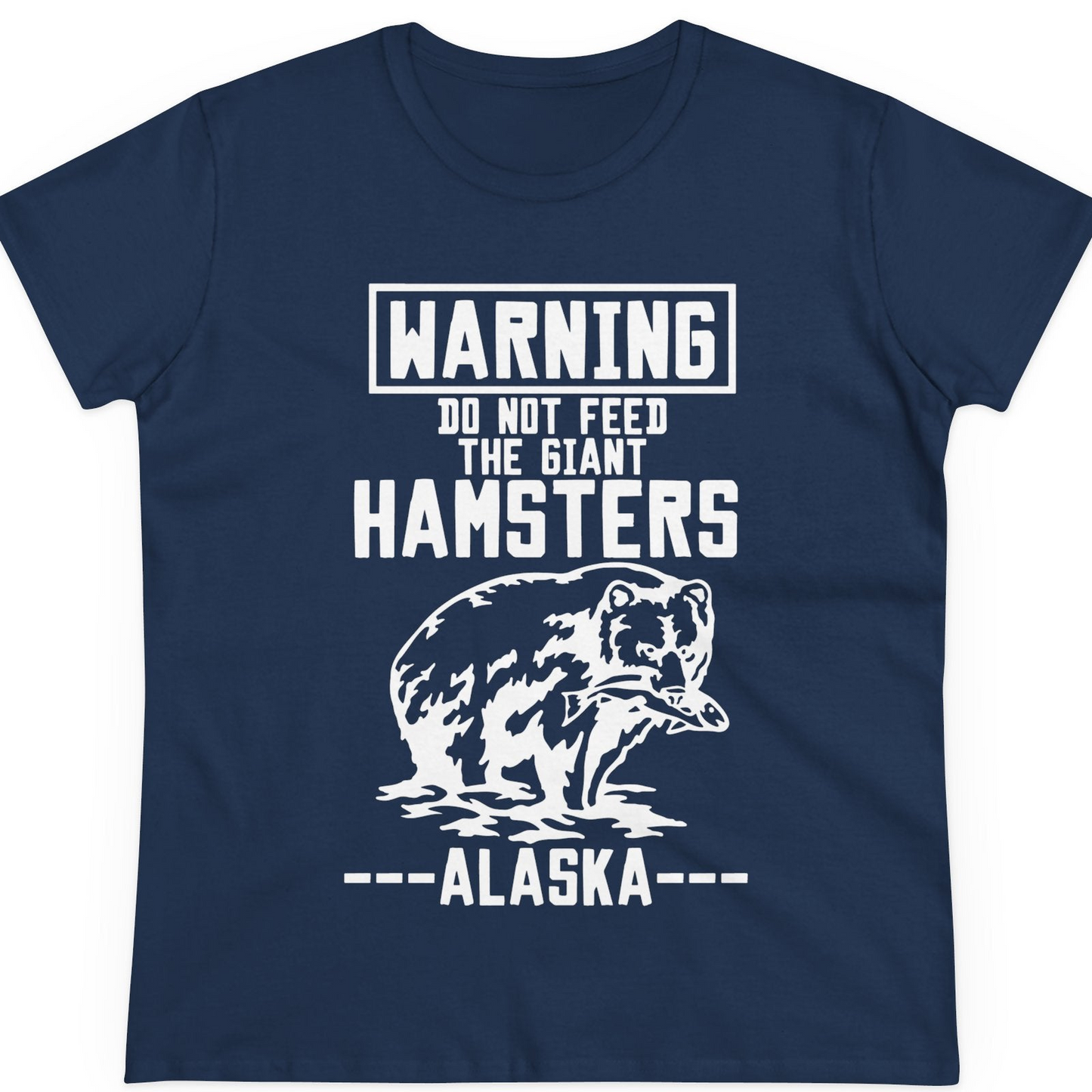 Funny Alaska Bear Warning Sign Shirt T-Shirt – Navy – Alaska Cruise Shirts