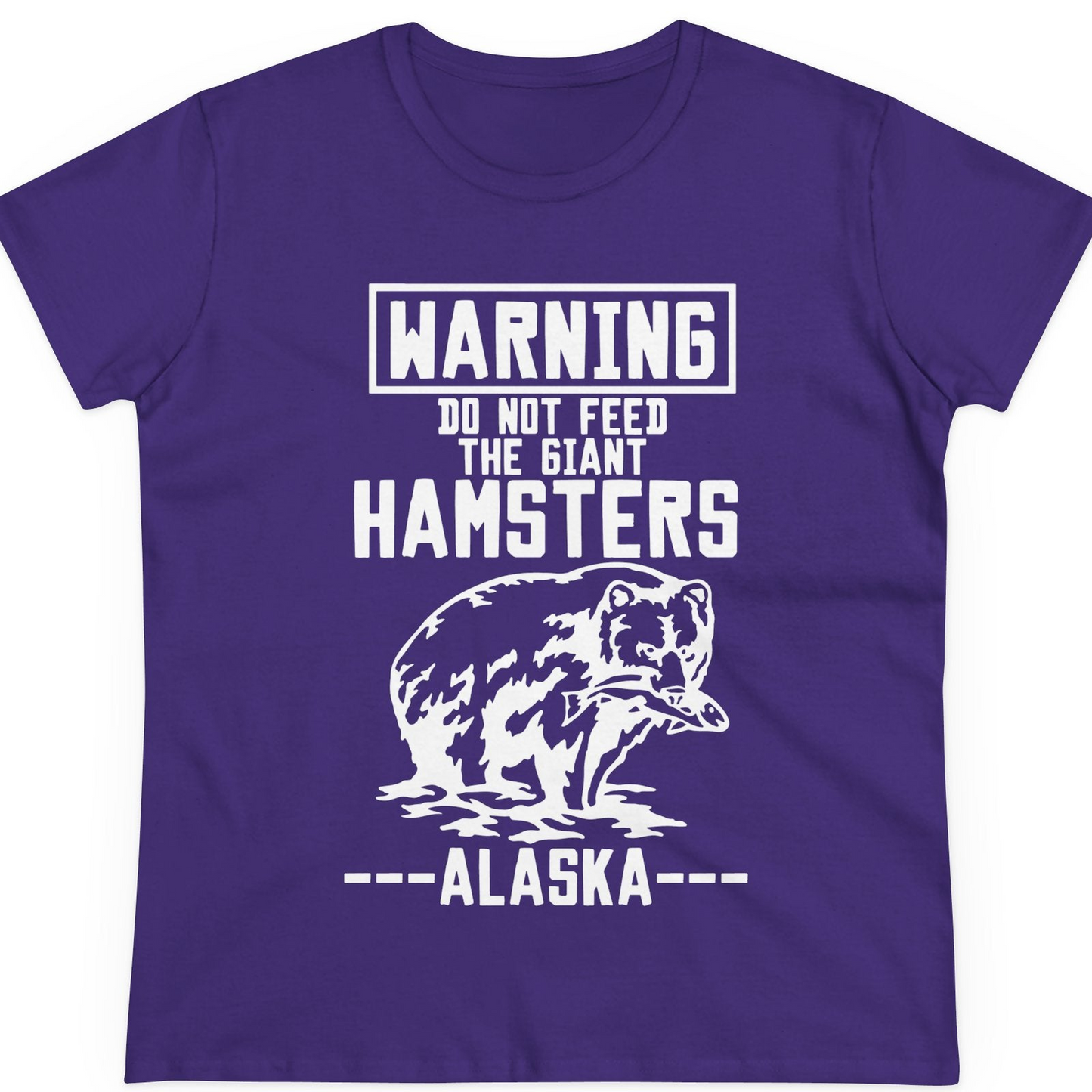 Funny Alaska Bear Warning Sign Shirt T-Shirt – Purple – Alaska Cruise Shirts