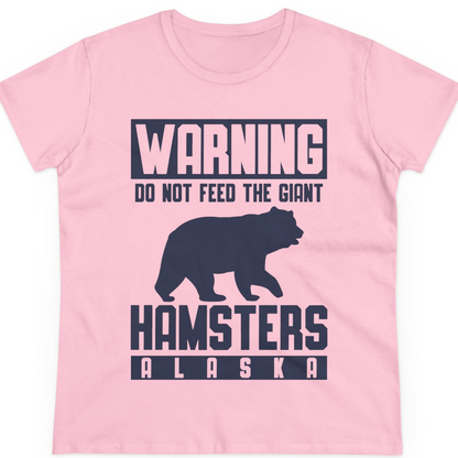 Funny Alaska Bear Giant Hamster Warning Sign Shirt for Travelers — Ladies Tee T-Shirt – Light Pink – Alaska Cruise Shirts