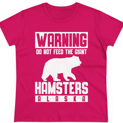 Funny Alaska Bear Giant Hamster Warning Sign Shirt for Travelers — Ladies Tee T-Shirt – Heliconia – Alaska Cruise Shirts