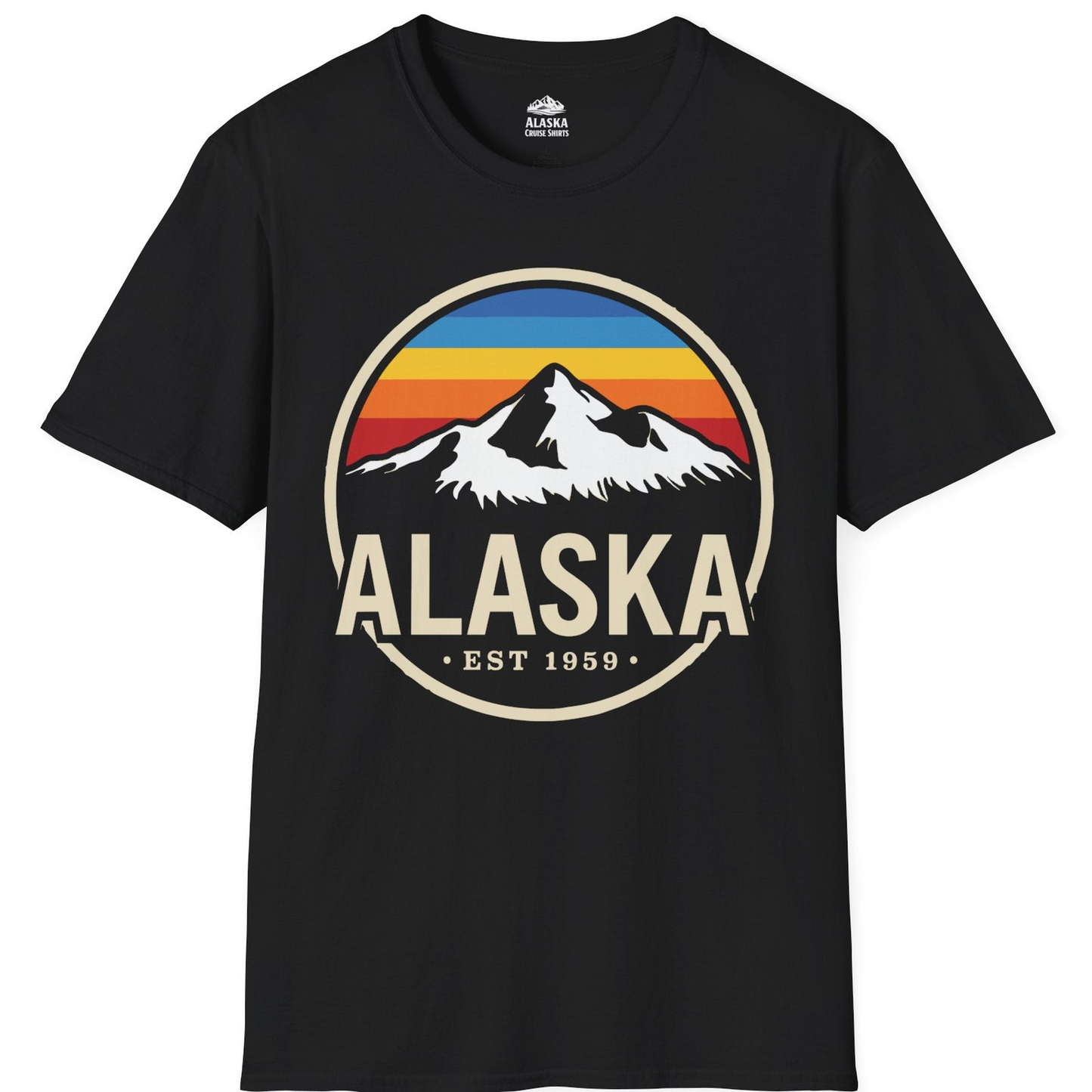 Alaska Vintage Mountain Sunset Shirt T-Shirt – Black – Alaska Cruise Shirts