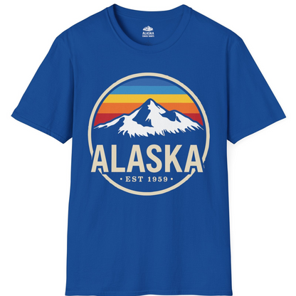Alaska Vintage Mountain Sunset Shirt T-Shirt – Royal – Alaska Cruise Shirts