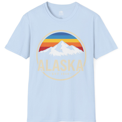 Alaska Vintage Mountain Sunset Shirt T-Shirt – Light Blue – Alaska Cruise Shirts
