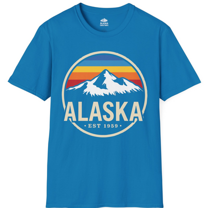 Alaska Vintage Mountain Sunset Shirt T-Shirt – Sapphire – Alaska Cruise Shirts