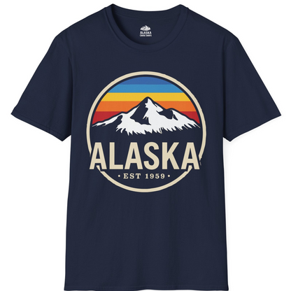 Alaska Vintage Mountain Sunset Shirt T-Shirt – Navy – Alaska Cruise Shirts