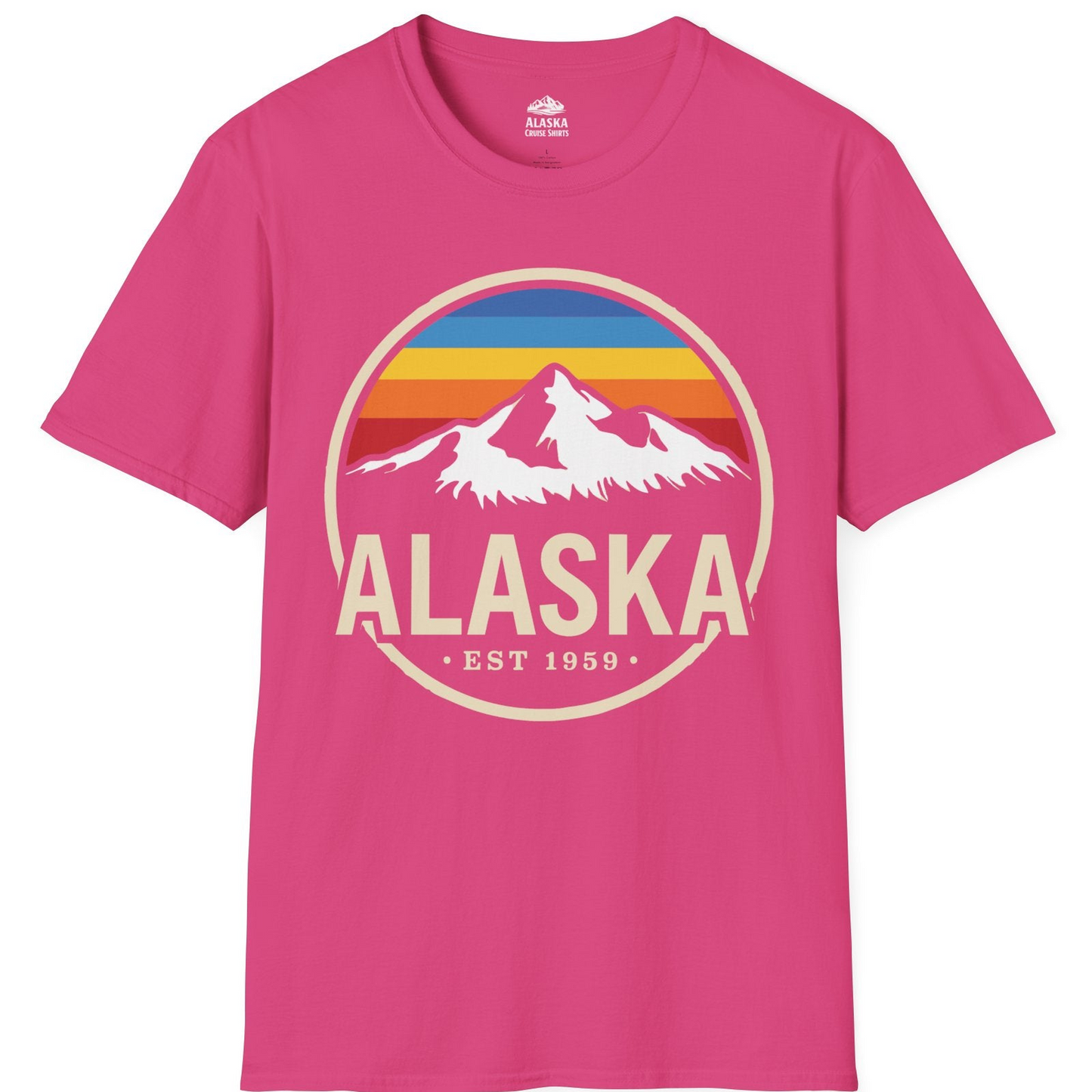 Alaska Vintage Mountain Sunset Shirt T-Shirt – Heliconia – Alaska Cruise Shirts
