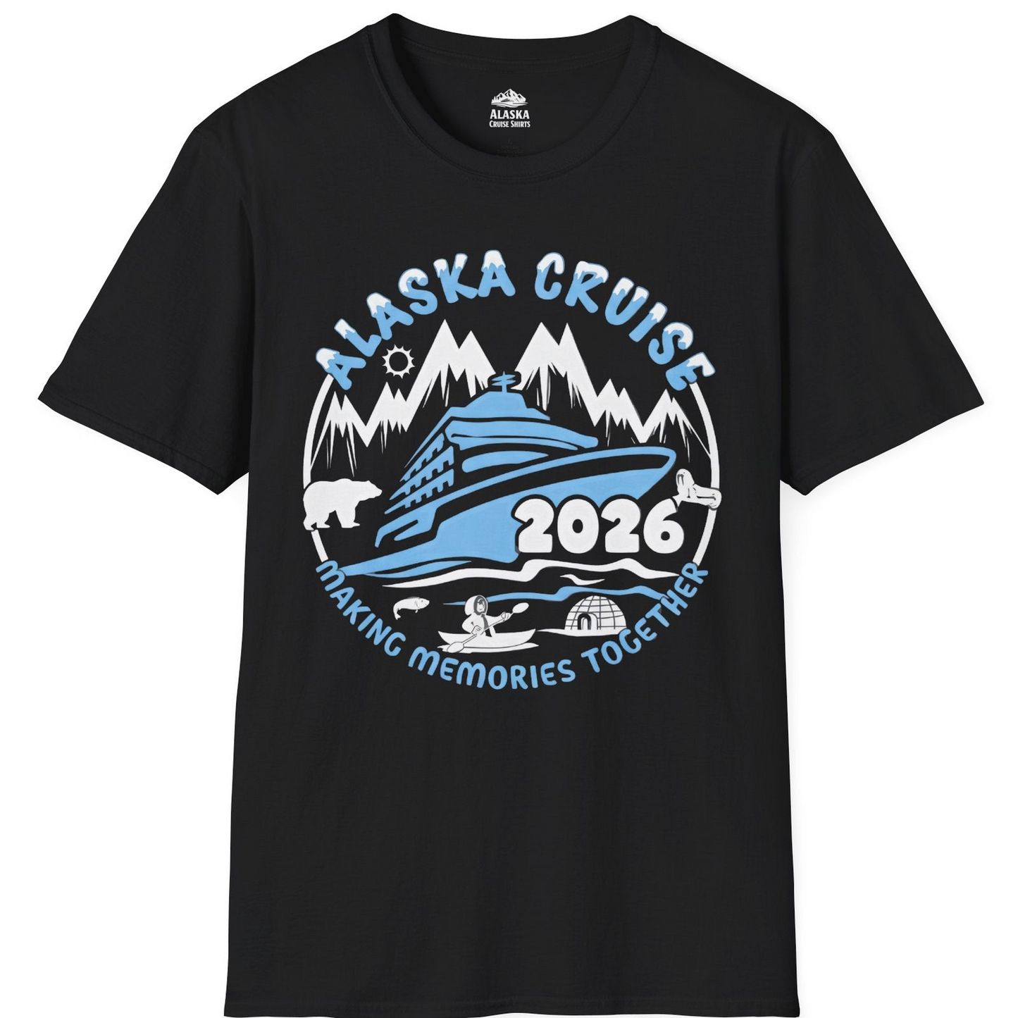 Alaska Cruise 2026 Family Adventure Shirt with Wildlife and Nature — T-Shirt T-Shirt – Black – Alaska Cruise Shirts