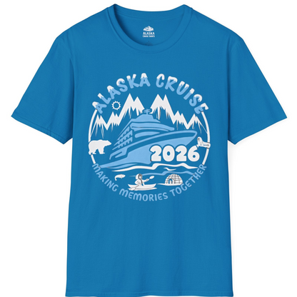 Alaska Cruise 2026 Family Adventure Shirt with Wildlife and Nature — T-Shirt T-Shirt – Sapphire – Alaska Cruise Shirts