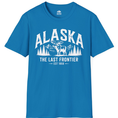 Alaska The Last Frontier Moose Mountain Wilderness Graphic Shirt — T-Shirt T-Shirt – Sapphire – Alaska Cruise Shirts
