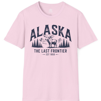 Alaska The Last Frontier Moose Mountain Wilderness Graphic Shirt — T-Shirt T-Shirt – Light Pink – Alaska Cruise Shirts
