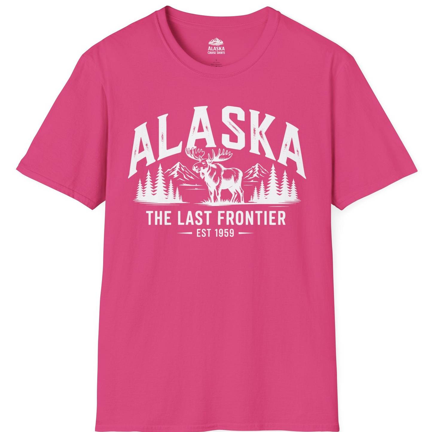 Alaska The Last Frontier Moose Mountain Wilderness Graphic Shirt — T-Shirt T-Shirt – Heliconia – Alaska Cruise Shirts