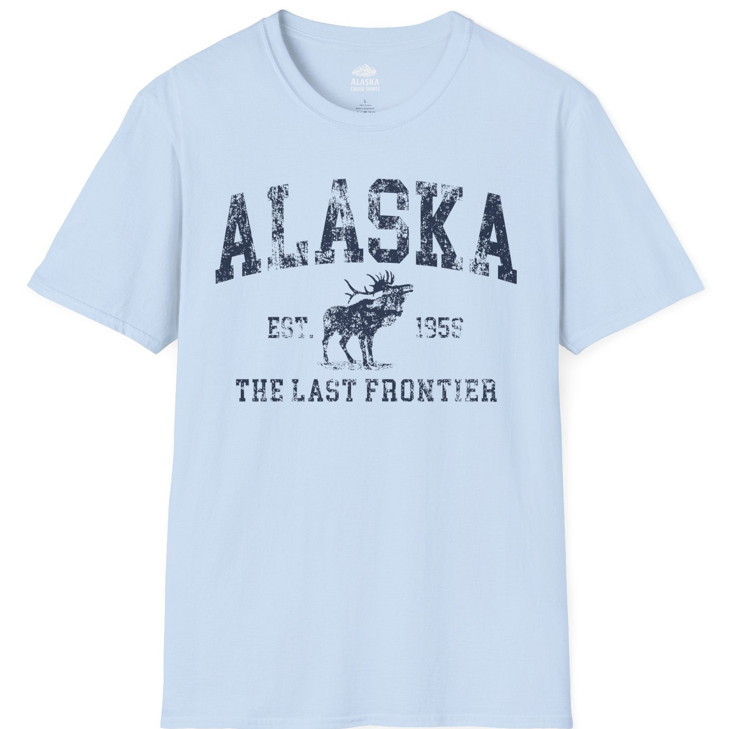 Vintage Alaska Moose Shirt T-Shirt – Light Blue – Alaska Cruise Shirts