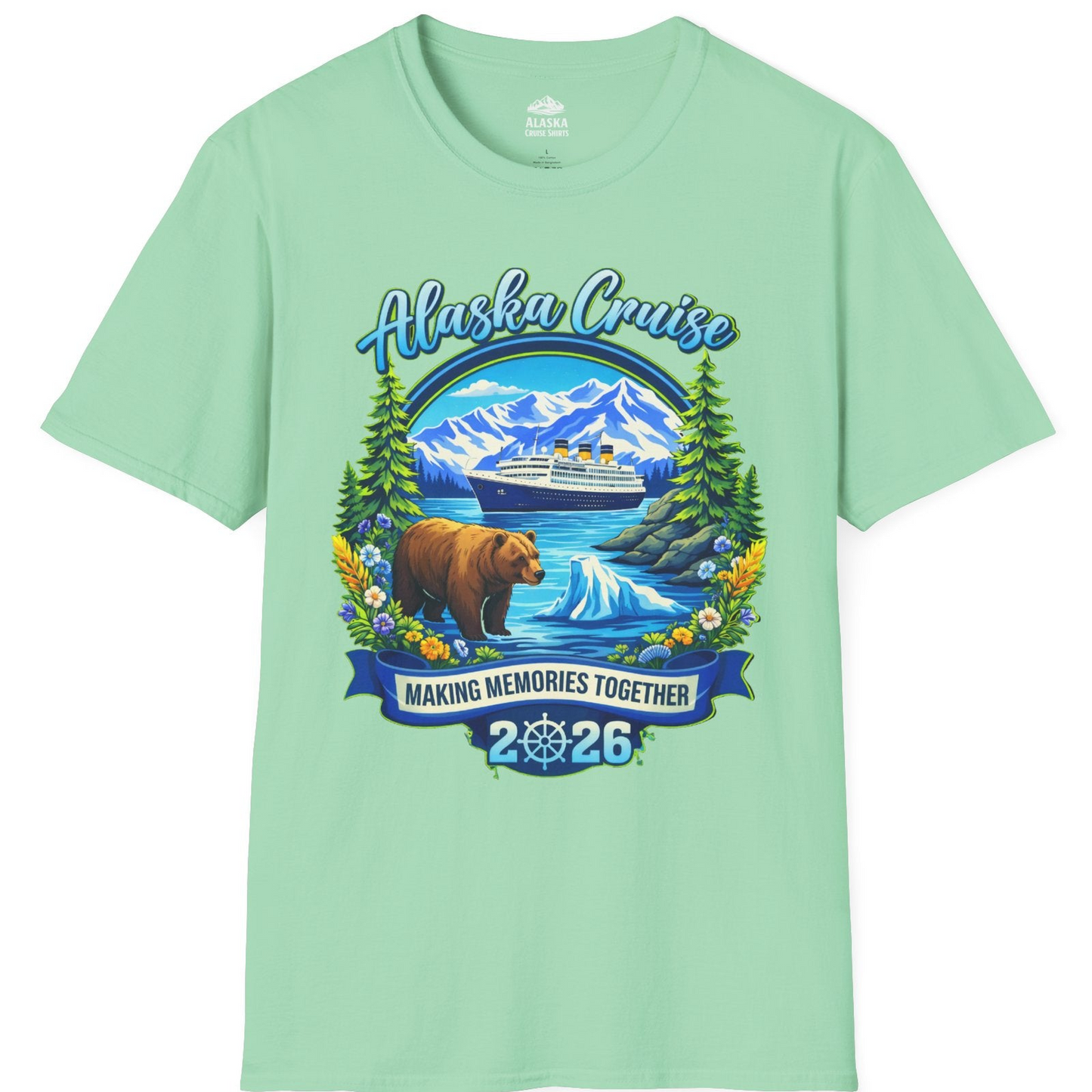 Alaska Cruise 2026 Family Shirt T-Shirt – Mint Green – Alaska Cruise Shirts