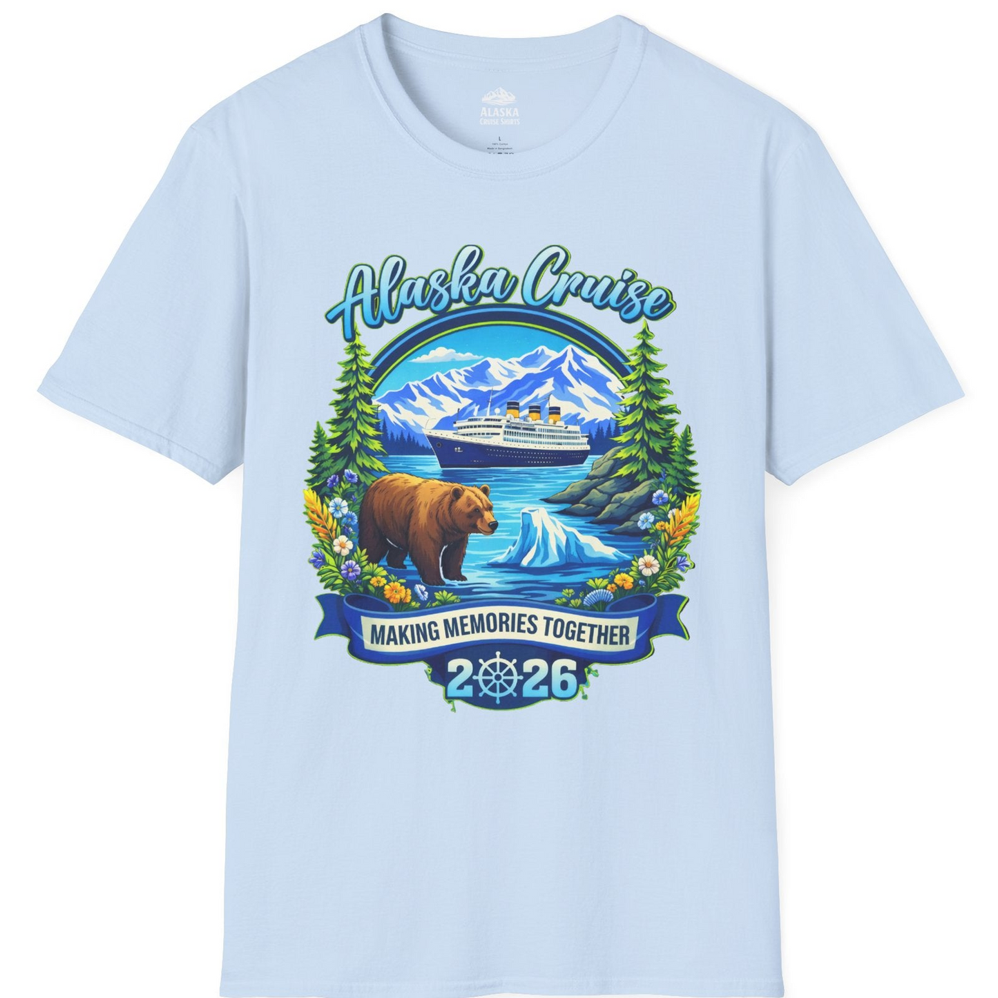 Alaska Cruise 2026 Family Shirt T-Shirt – Light Blue – Alaska Cruise Shirts