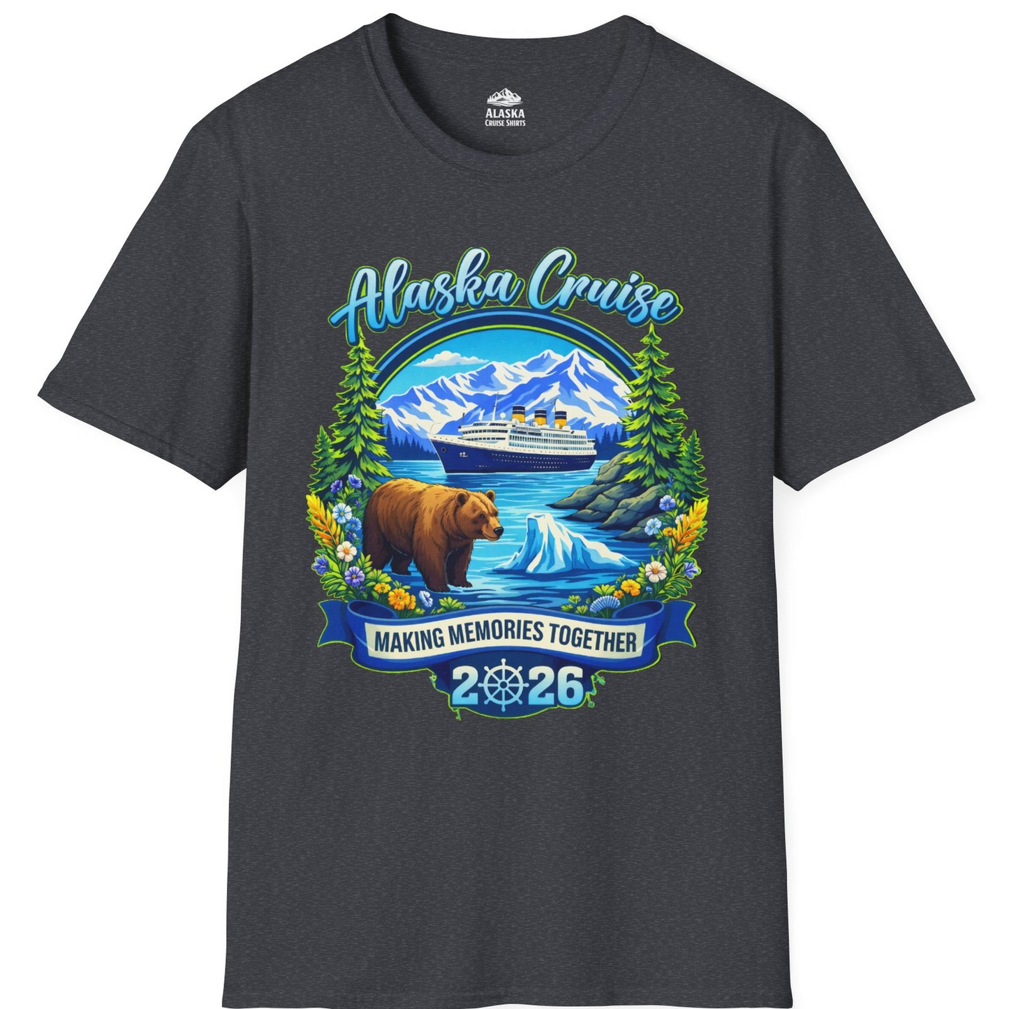 Alaska Cruise 2026 Family Shirt T-Shirt – Dark Heather Grey – Alaska Cruise Shirts