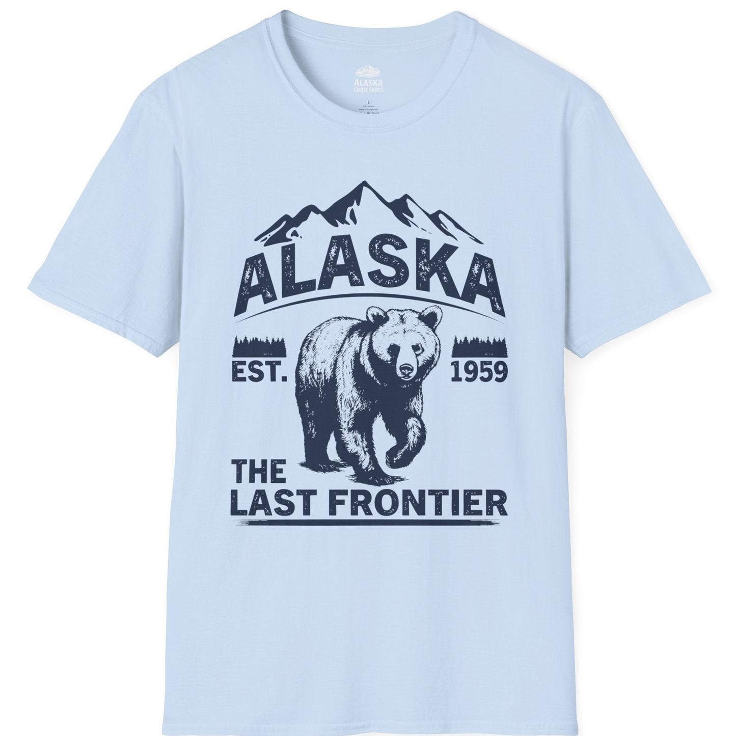 Alaska Bear Shirt T-Shirt – Light Blue – Alaska Cruise Shirts