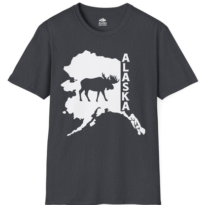 Alaska Moose Silhouette Shirt T-Shirt – Dark Heather Grey – Alaska Cruise Shirts