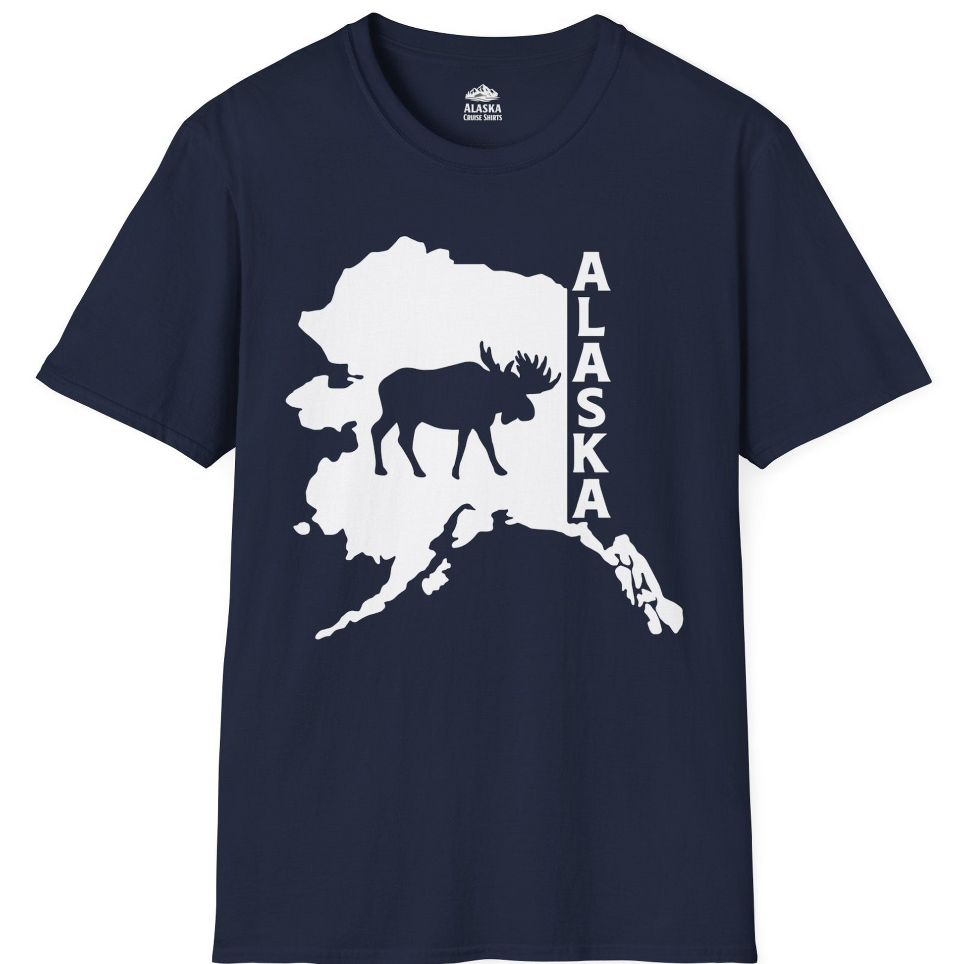 Alaska Moose Silhouette Shirt T-Shirt – Navy – Alaska Cruise Shirts