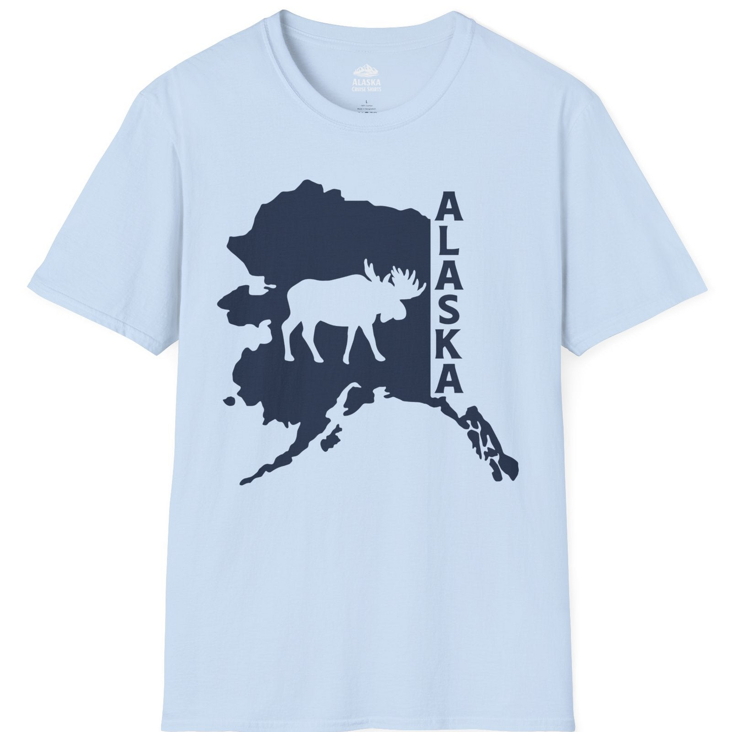 Alaska Moose Silhouette Shirt T-Shirt – Light Blue – Alaska Cruise Shirts