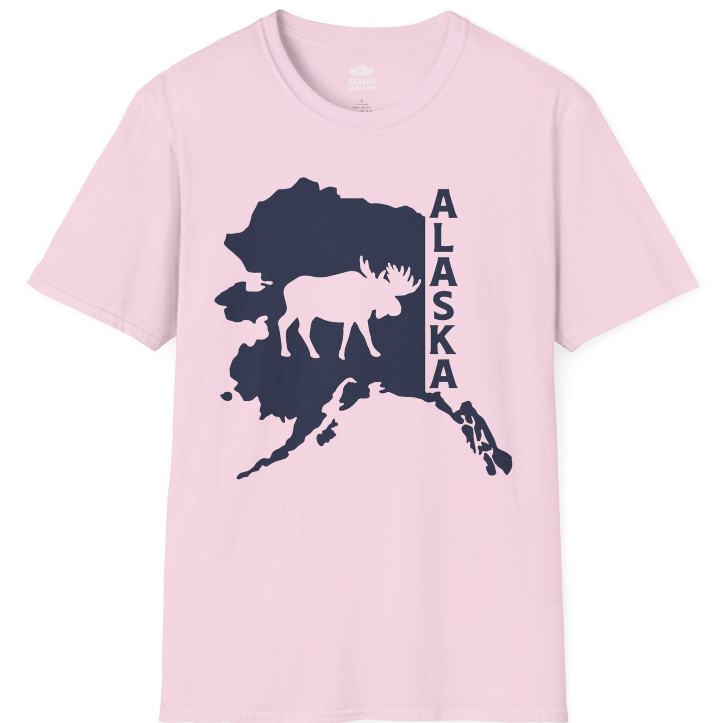 Alaska Moose Silhouette Shirt T-Shirt – Light Pink – Alaska Cruise Shirts
