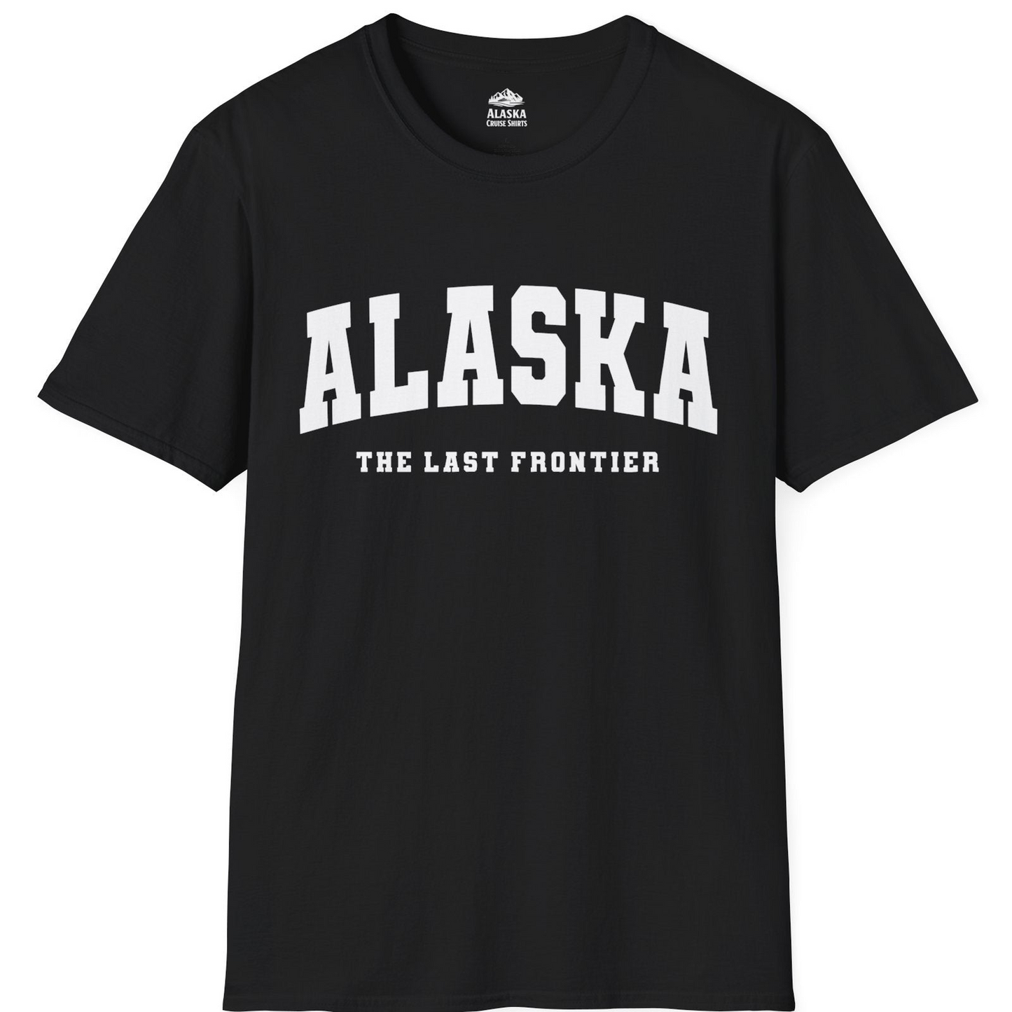 Alaska The Last Frontier Bold Collegiate Vintage State Pride Shirt — T-Shirt T-Shirt – Black – Alaska Cruise Shirts