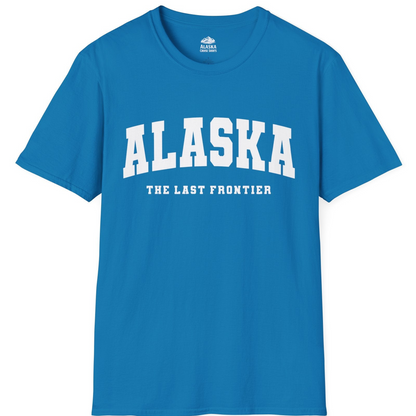 Alaska The Last Frontier Bold Collegiate Vintage State Pride Shirt — T-Shirt T-Shirt – Sapphire – Alaska Cruise Shirts