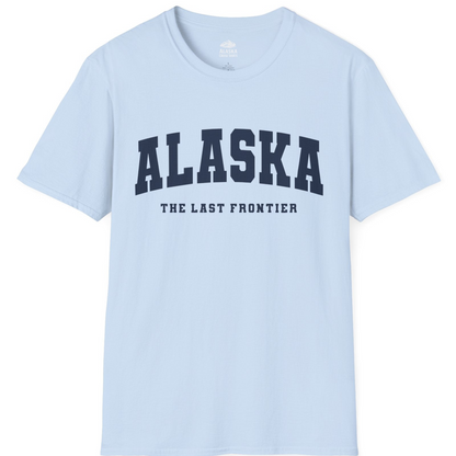 Alaska The Last Frontier Bold Collegiate Vintage State Pride Shirt — T-Shirt T-Shirt – Light Blue – Alaska Cruise Shirts