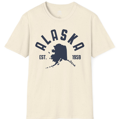 Vintage Alaska State Outline Est 1959 Retro Collegiate Shirt — T-Shirt T-Shirt – Natural – Alaska Cruise Shirts