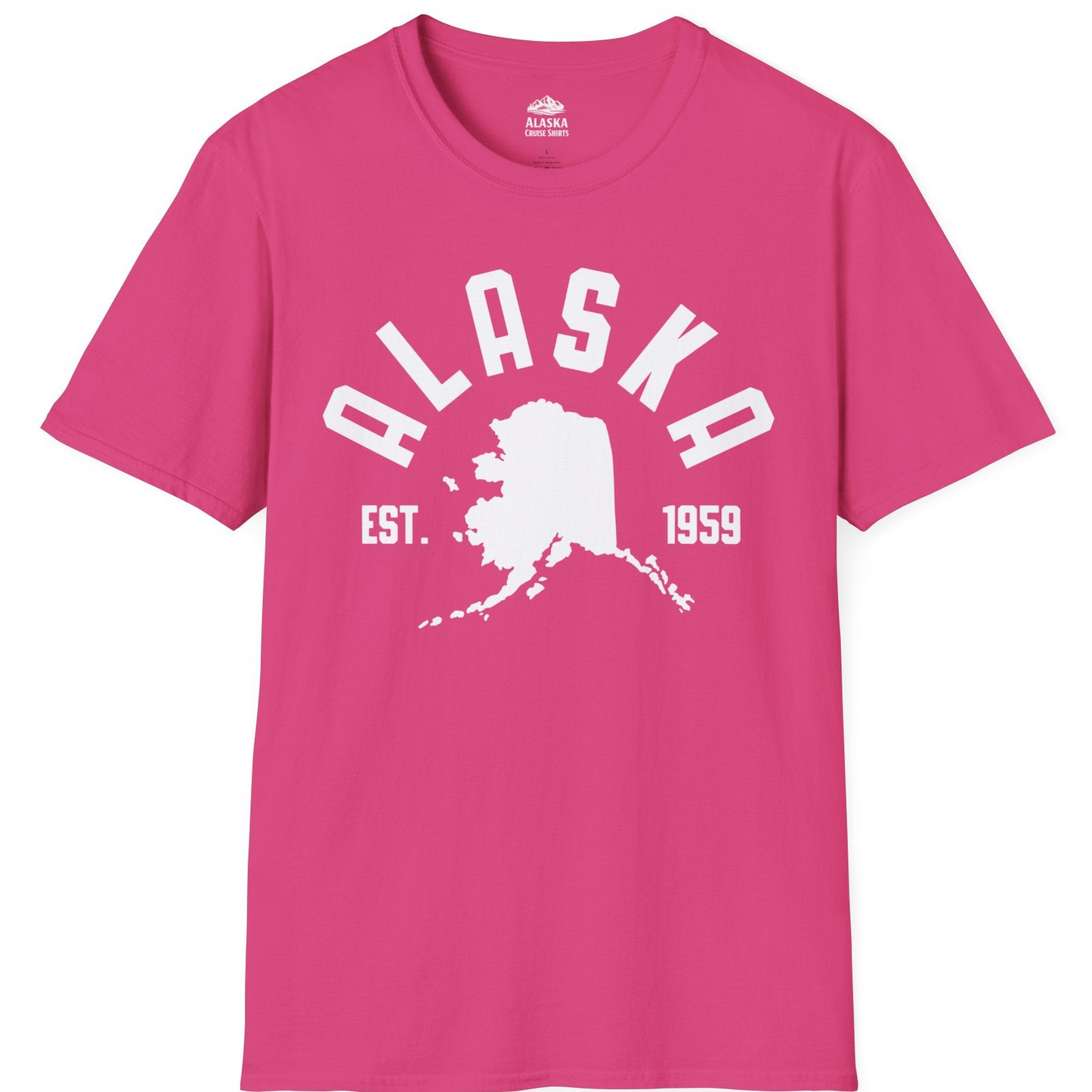 Vintage Alaska State Outline Est 1959 Retro Collegiate Shirt — T-Shirt T-Shirt – Heliconia – Alaska Cruise Shirts