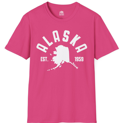 Vintage Alaska State Outline Est 1959 Retro Collegiate Shirt — T-Shirt T-Shirt – Heliconia – Alaska Cruise Shirts