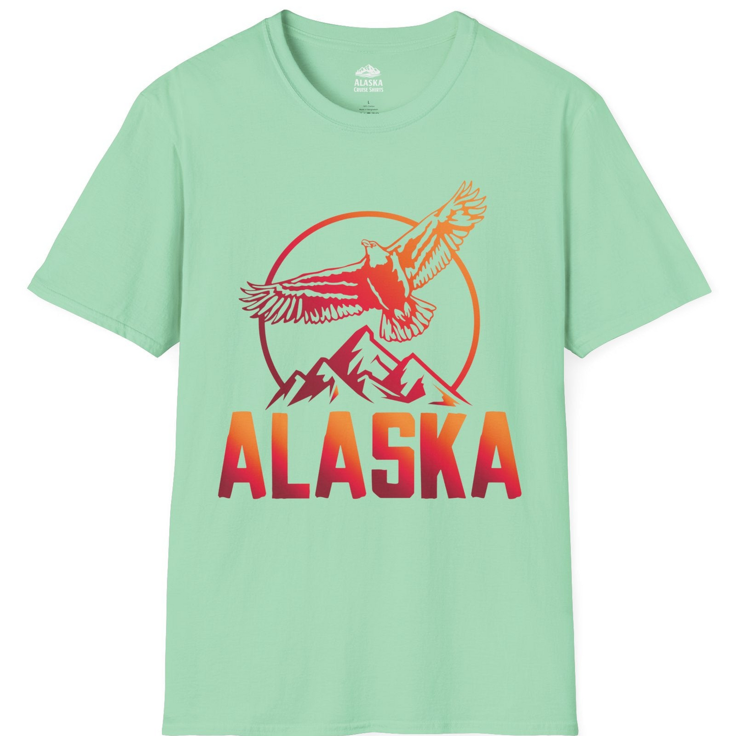 Alaska Eagle Mountains Graphic Shirt T-Shirt – Mint Green – Alaska Cruise Shirts