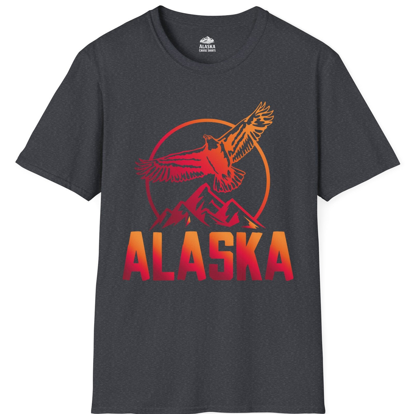 Alaska Eagle Mountains Graphic Shirt T-Shirt – Dark Heather Grey – Alaska Cruise Shirts