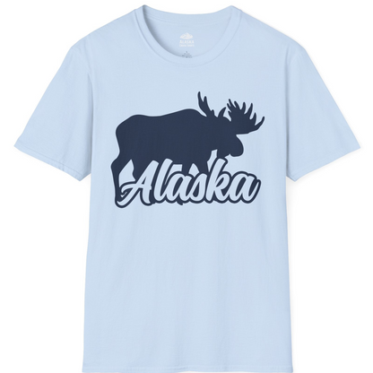 Alaska Moose Wildlife Silhouette Shirt T-Shirt – Light Blue – Alaska Cruise Shirts