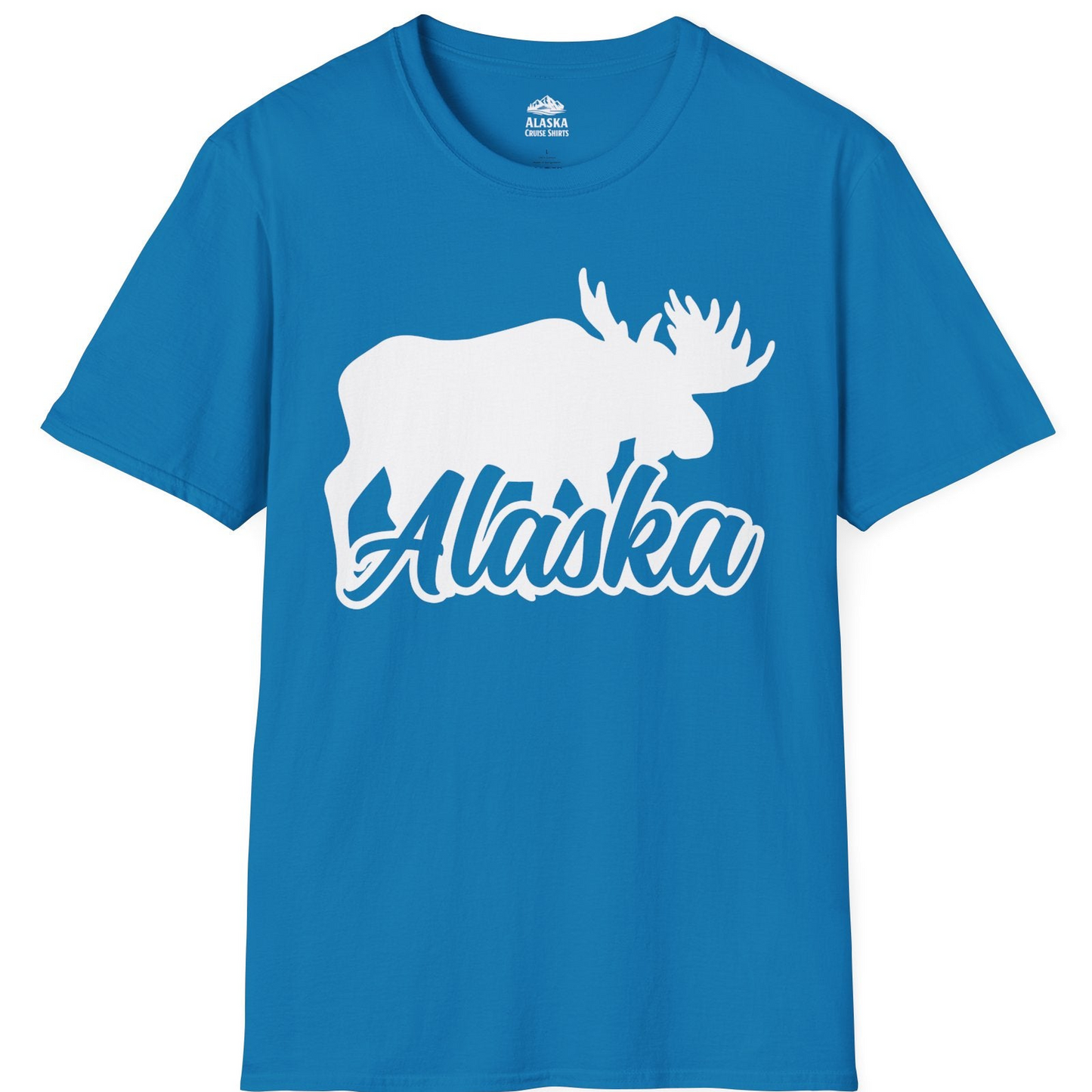 Alaska Moose Wildlife Silhouette Shirt T-Shirt – Sapphire – Alaska Cruise Shirts