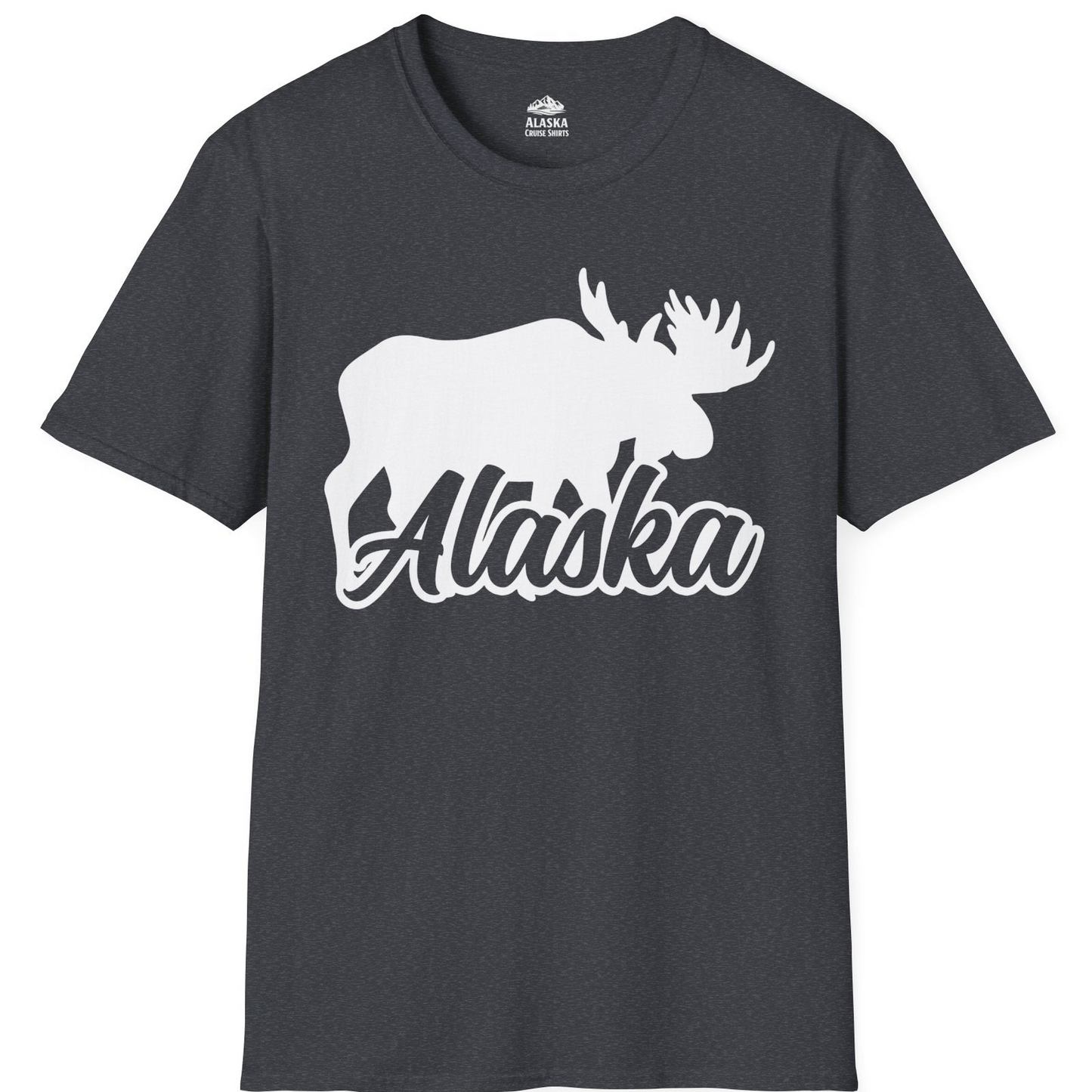 Alaska Moose Wildlife Silhouette Shirt T-Shirt – Dark Heather Grey – Alaska Cruise Shirts