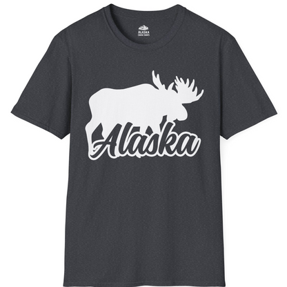 Alaska Moose Wildlife Silhouette Shirt T-Shirt – Dark Heather Grey – Alaska Cruise Shirts