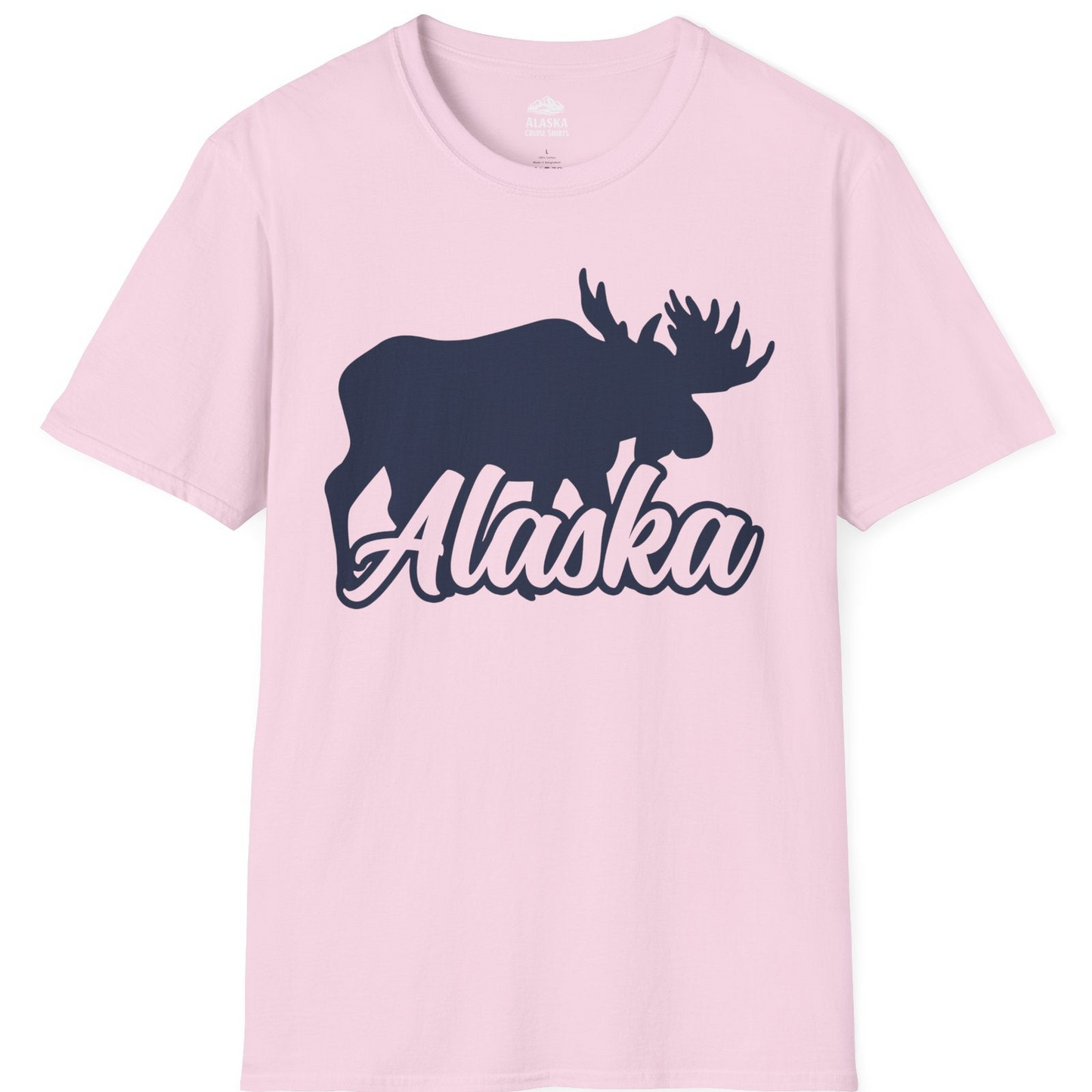 Alaska Moose Wildlife Silhouette Shirt T-Shirt – Light Pink – Alaska Cruise Shirts